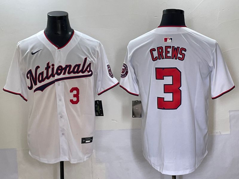 Men 2025 Washington Nationals #3 Crews White Game Nike MLB Jersey style 2->washington nationals->MLB Jersey